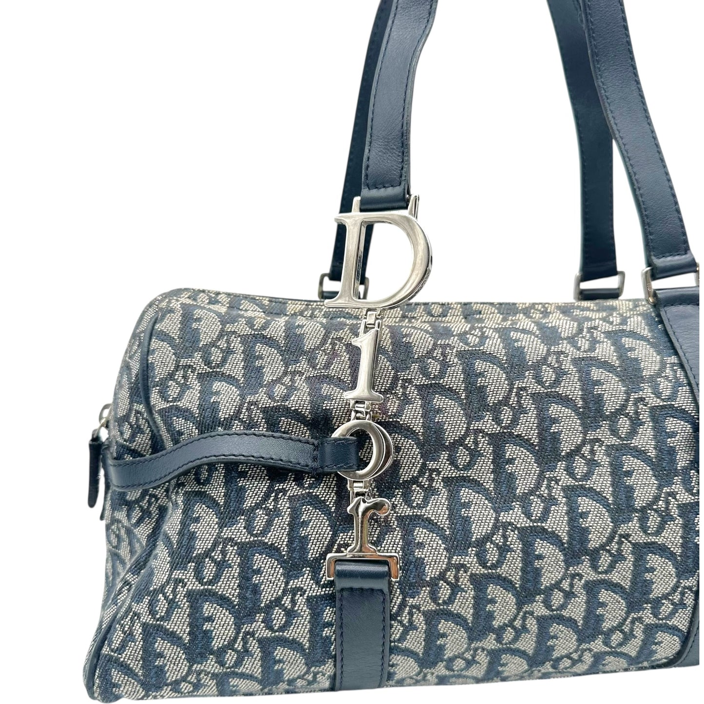 Christian Dior Navy Blue Trotter Monogram Logo Hardware Shoulder Bag