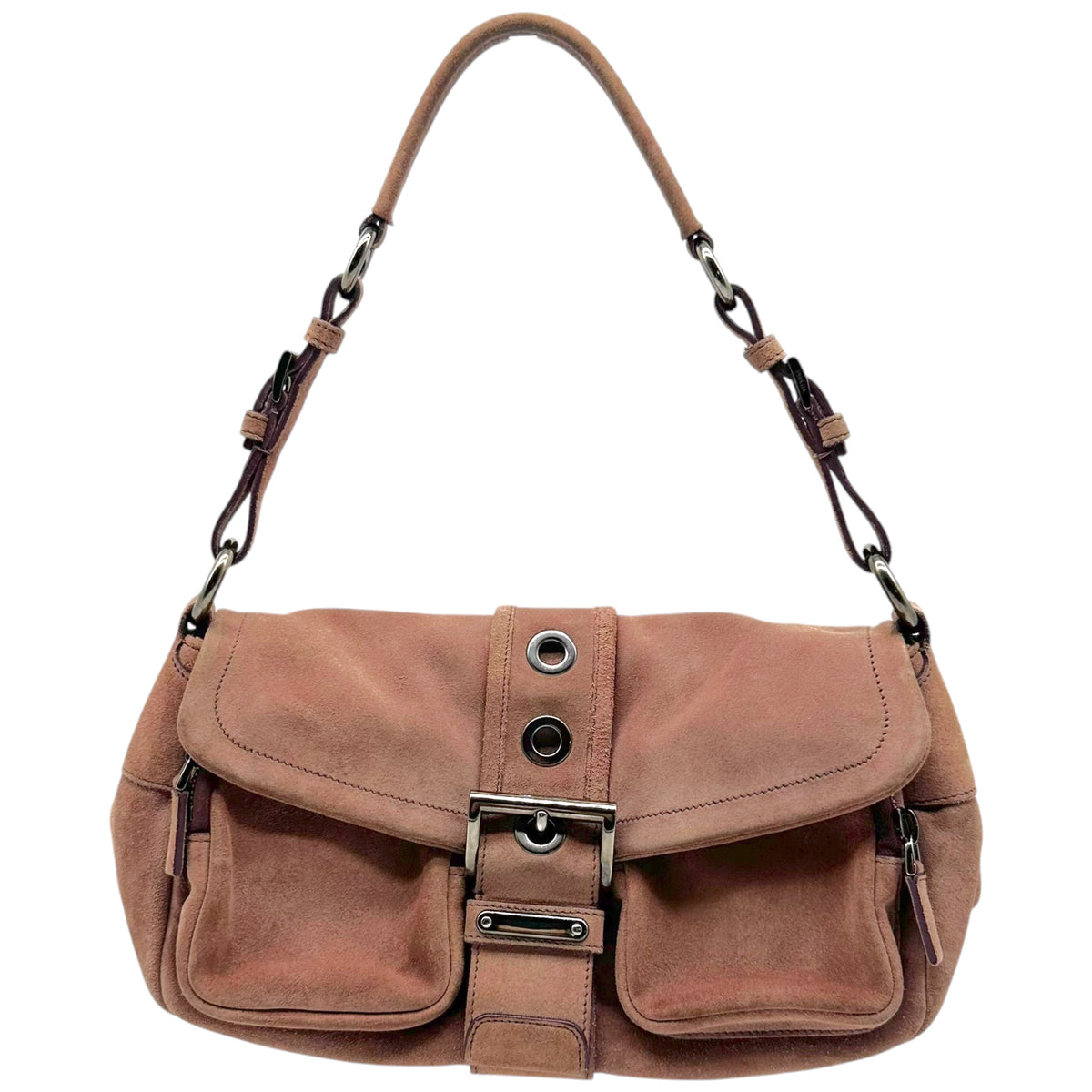 Prada Suede Shoulder Bag Dusty Rose Pink
