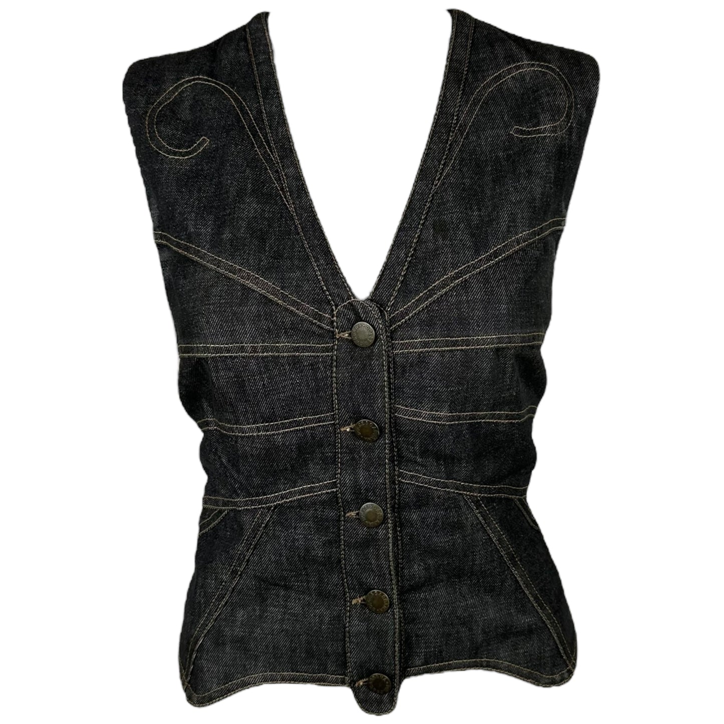 Dolce & Gabbana Butterfly Lace Up Denim Vest Top