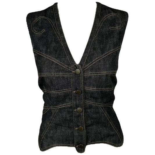 Dolce & Gabbana Butterfly Lace Up Denim Vest Top