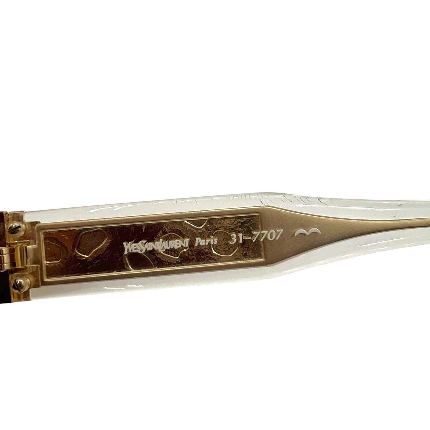 Yves Saint Laurent Gold YSL Logo Oval Sunglasses w/ Case