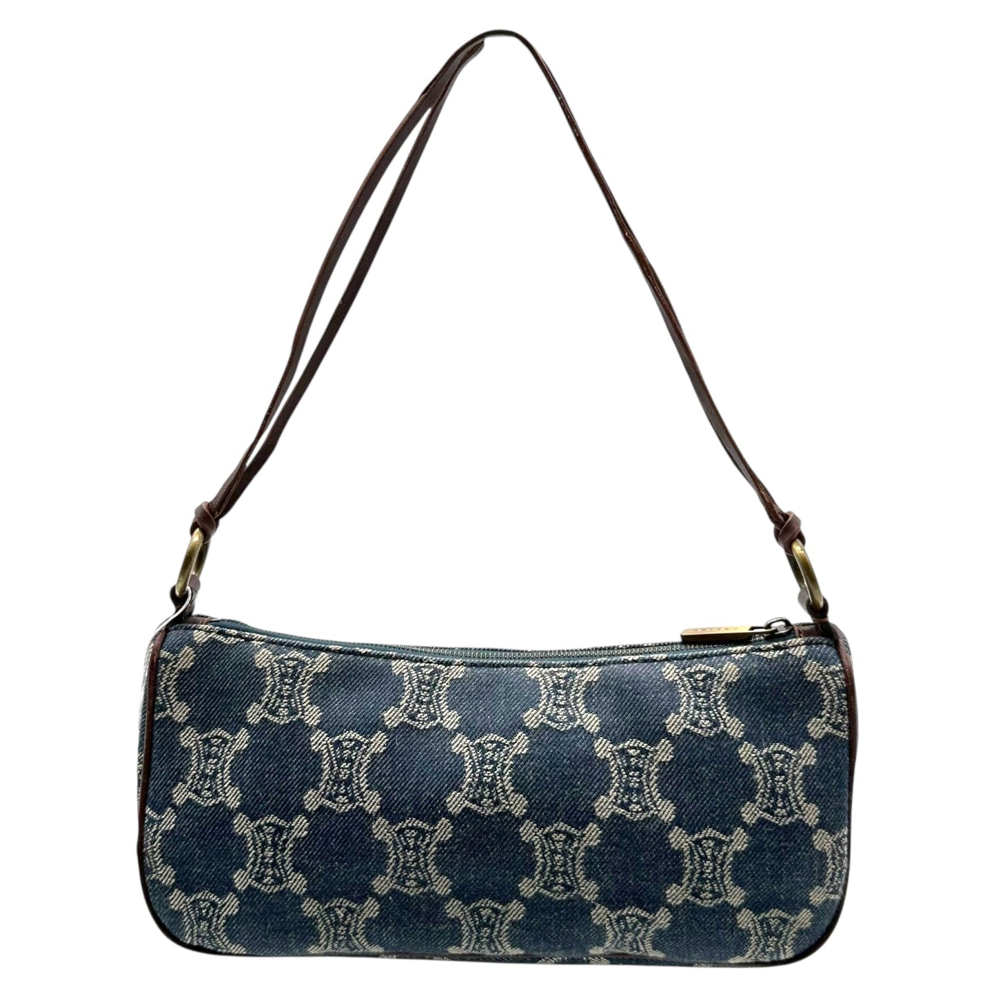 Celine Denim Triomphe Monogram Pochette Shoulder Bag
