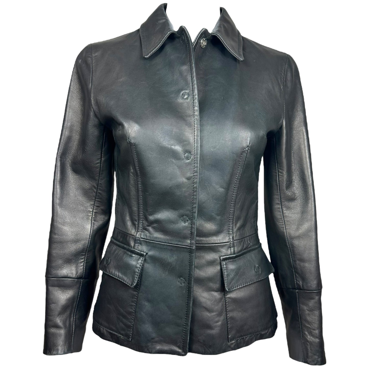 Dolce & Gabbana Pocket Black Leather Jacket