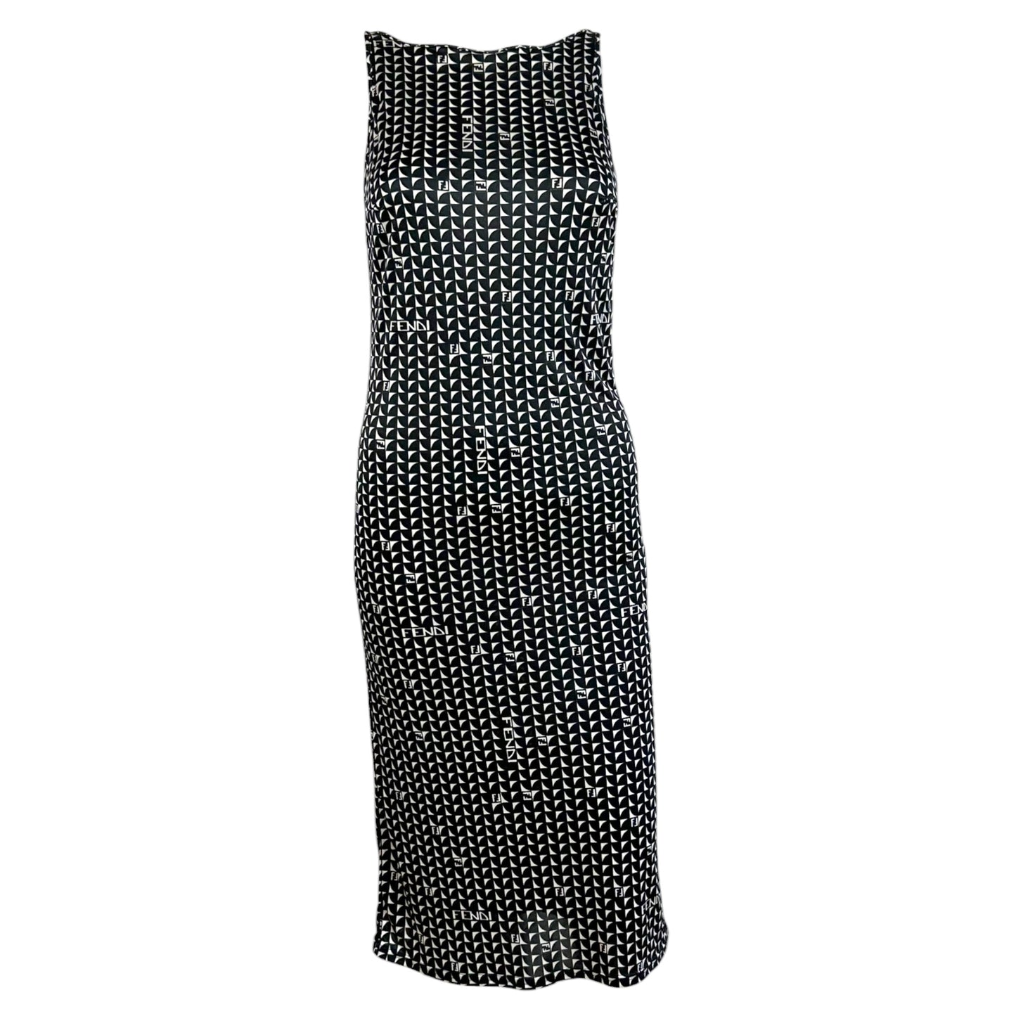 Fendi Black & White Monogram Midi Dress