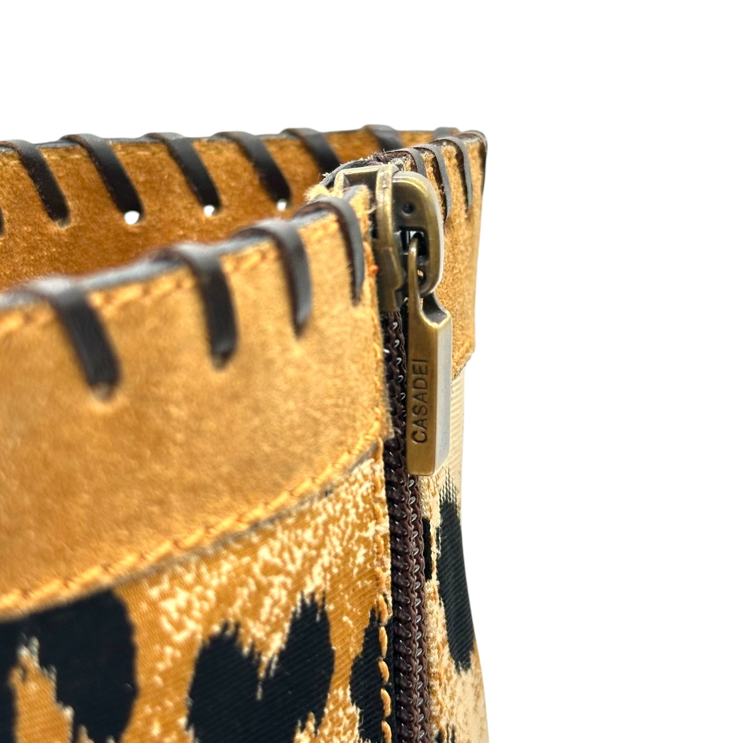 Casadei Leopard Print Suede Trim Heeled Ankle Boots