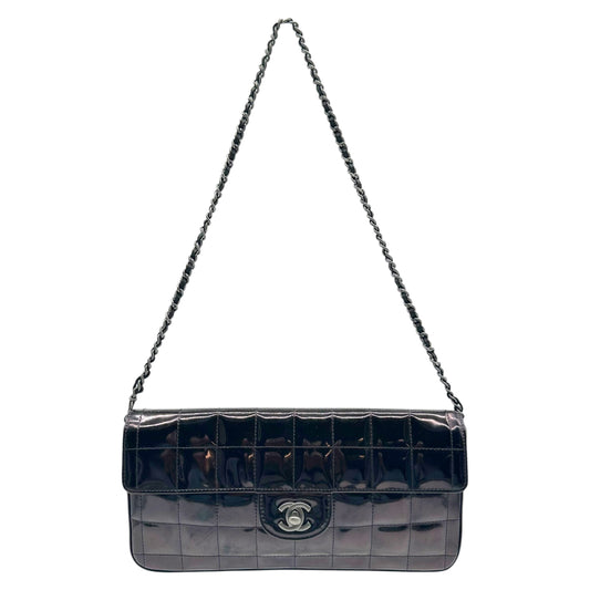 Chanel Black Patent Leather Chocolate Bar East West 2-Way Bag