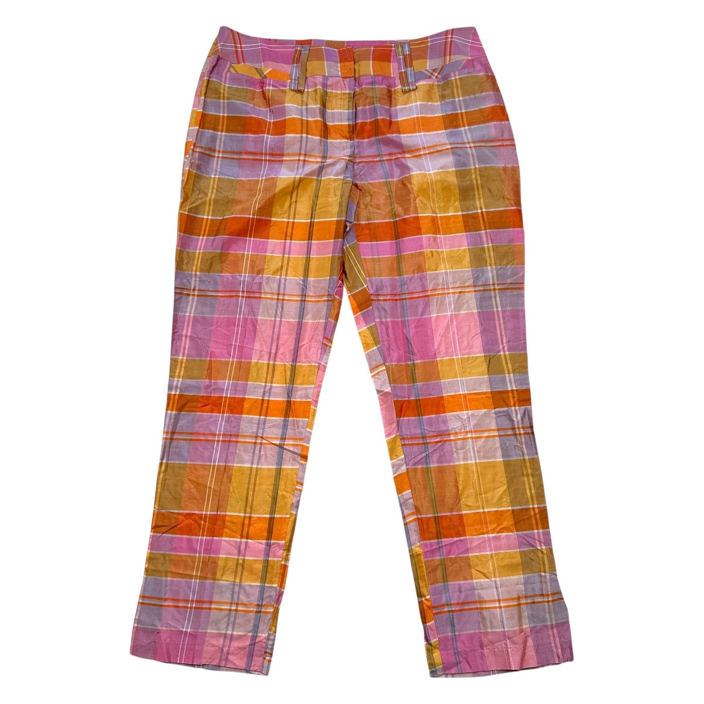 Dolce & Gabbana Multicolor Plaid Silk Capri Pants