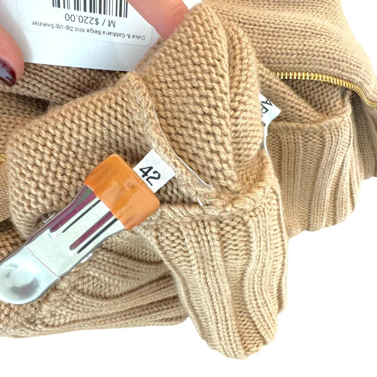 Dolce & Gabbana Beige Knit Zip-Up Sweater