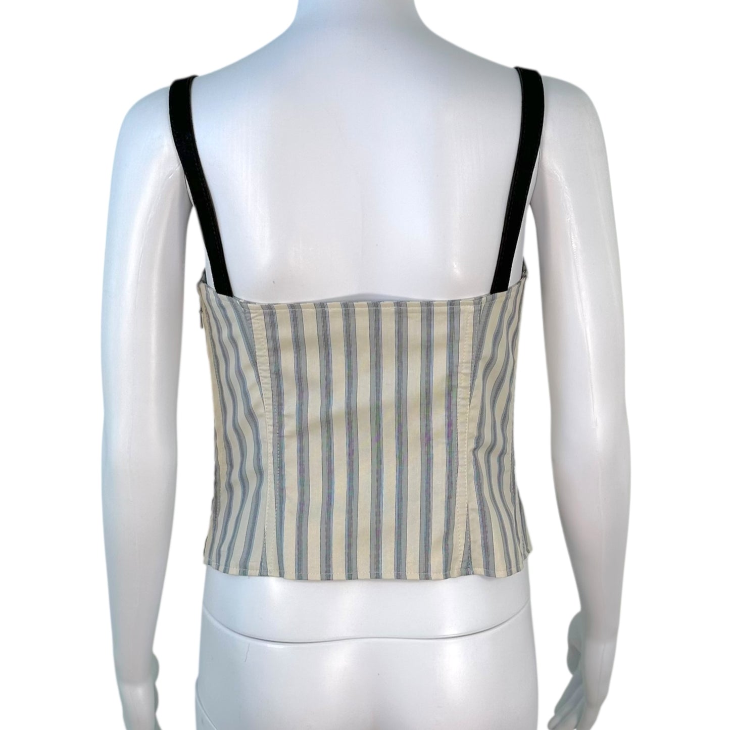 D&G Dolce & Gabbana Blue & White Striped Lace Up Corset NEW
