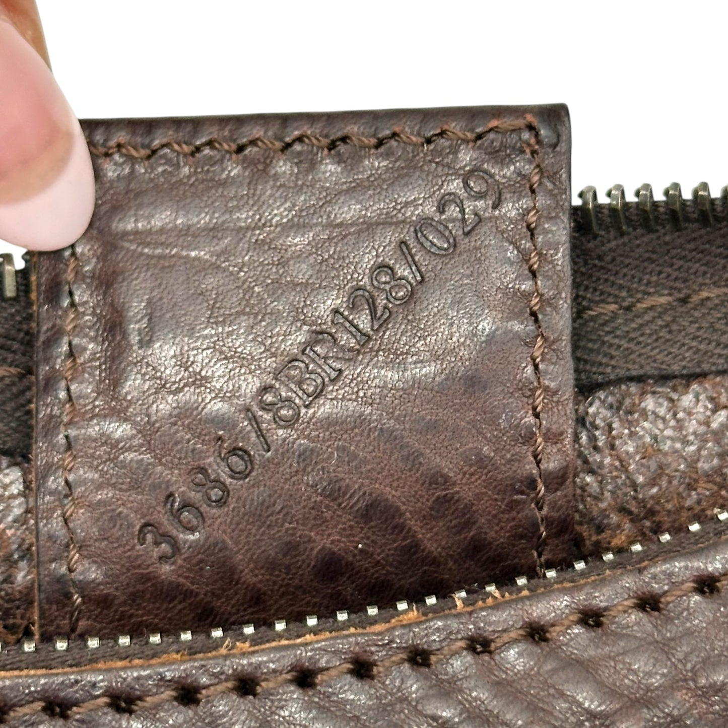 Fendi Dark Brown Woven Leather Oyster Bag