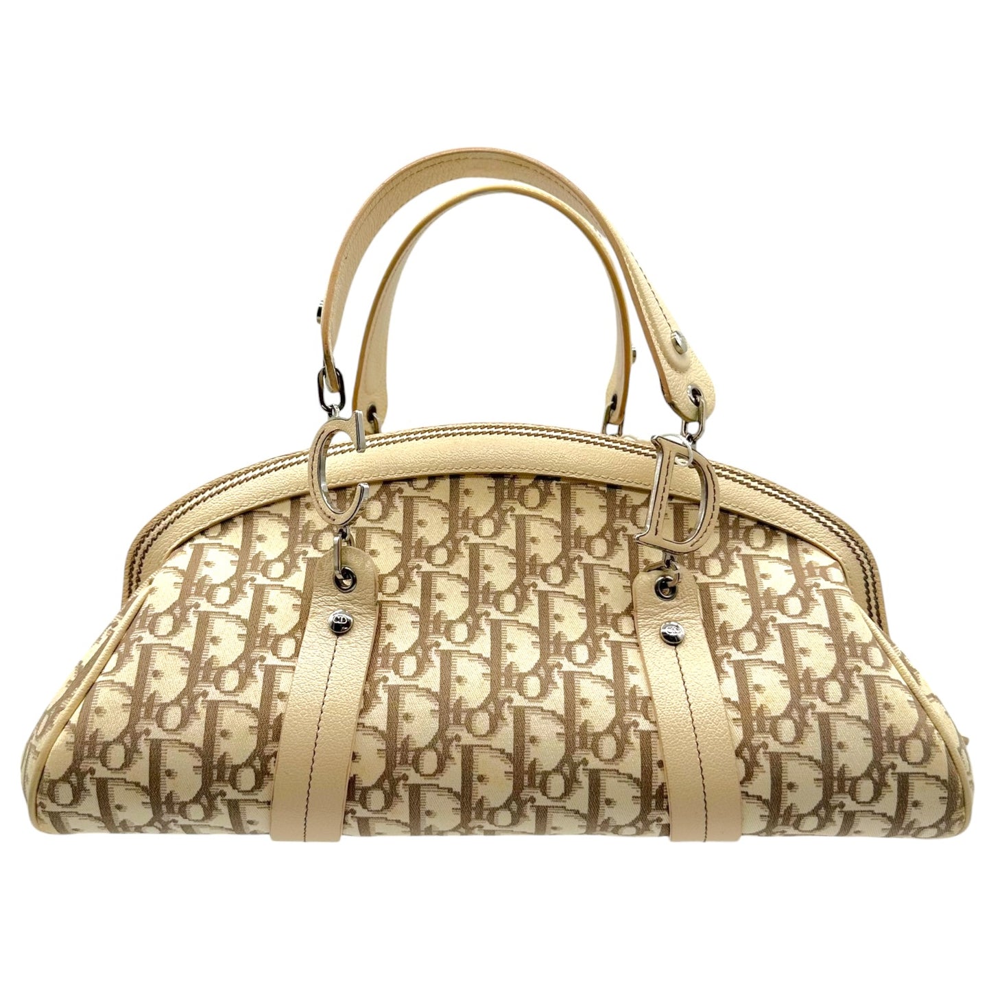 Christian Dior Ivory Floral Embroidered Bowler Bag