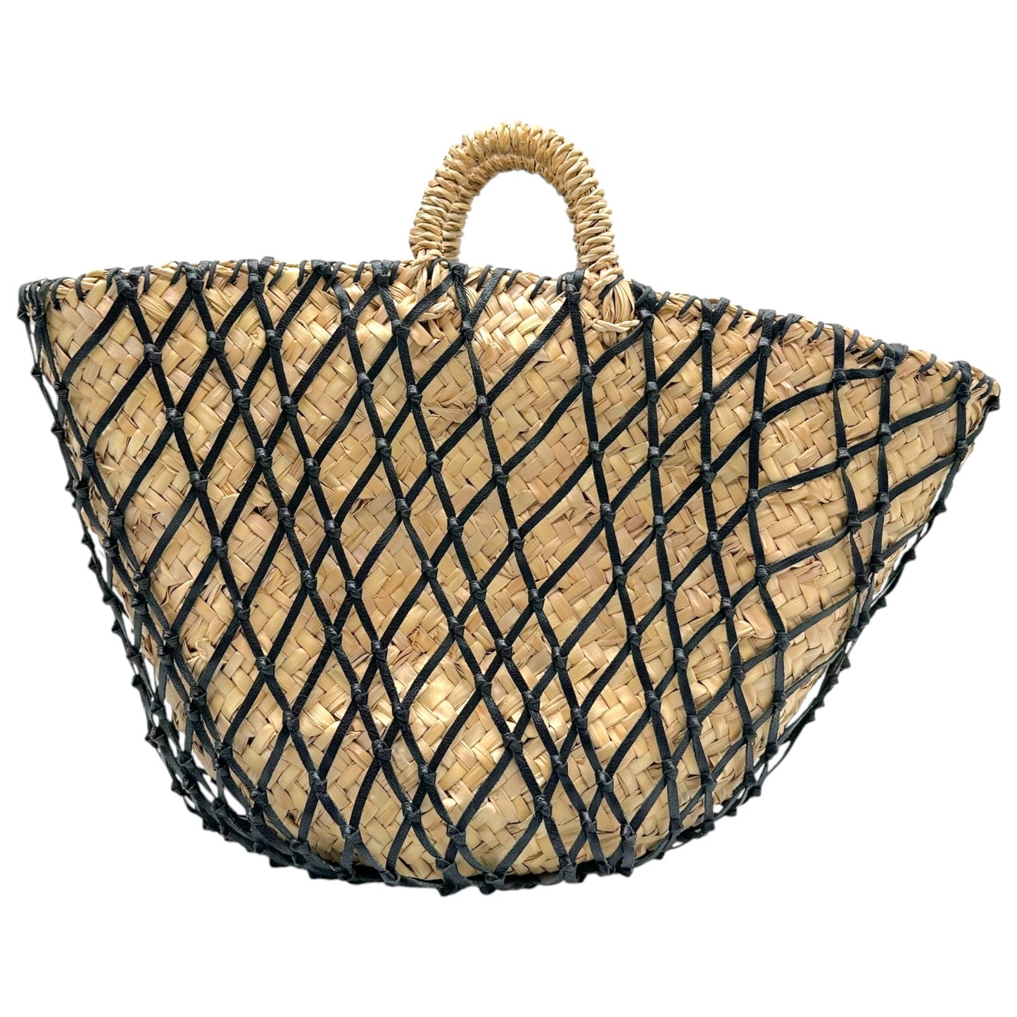 Dolce & Gabbana Raffia Black Leather Beach Handbag Tote