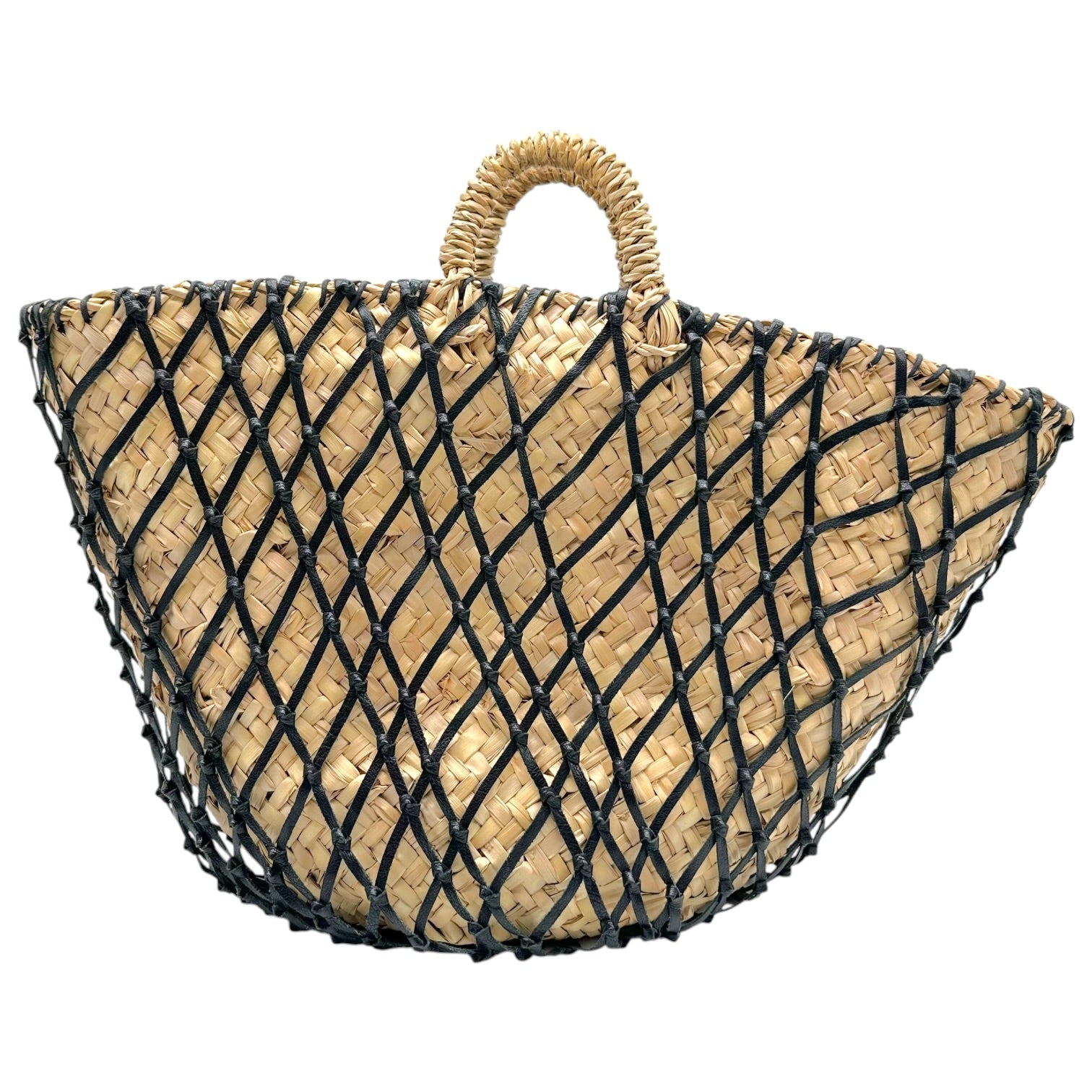 Dolce & Gabbana Raffia Black Leather Beach Handbag Tote