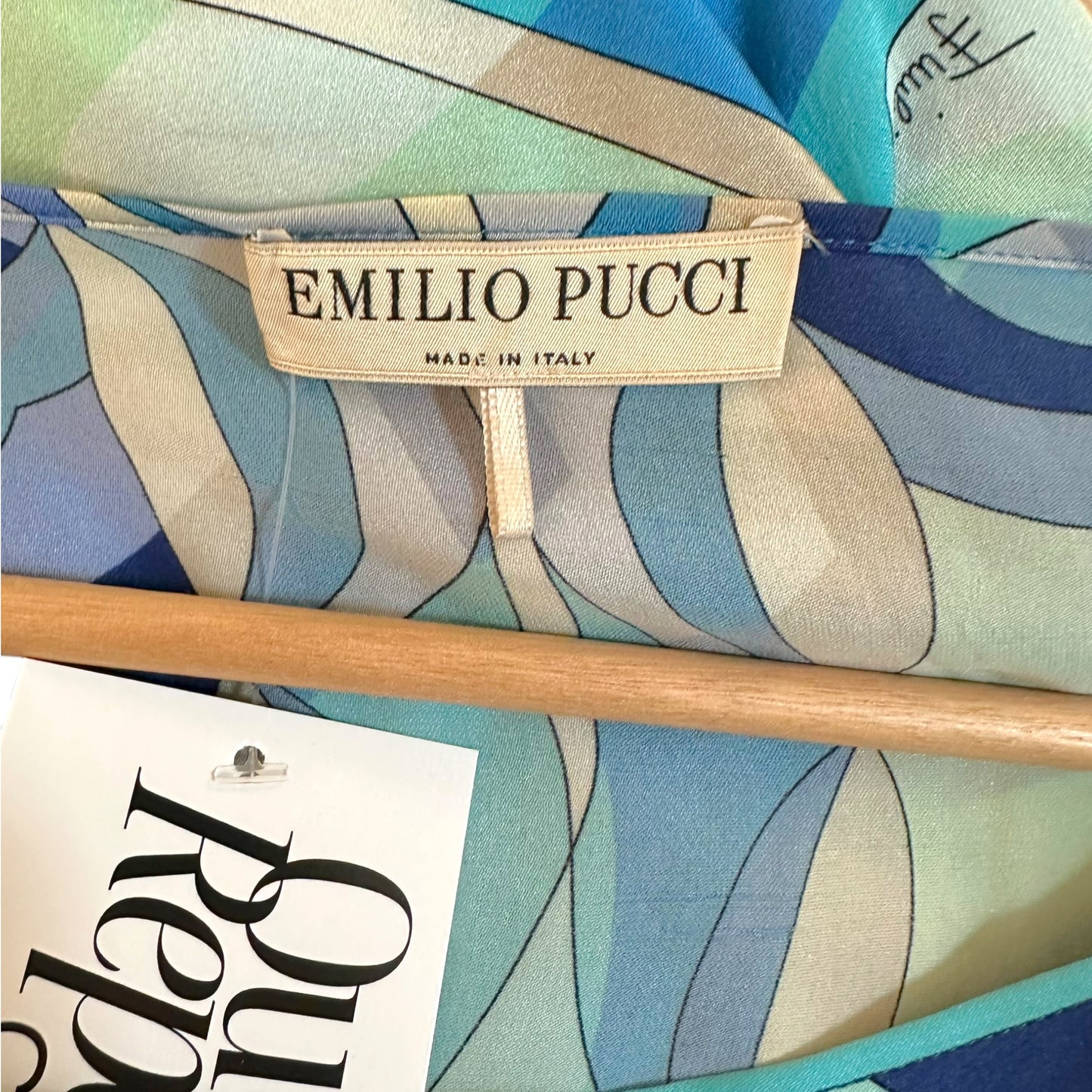 Emilio Pucci Blue Printed Silk Dolman Sleeve Blouse