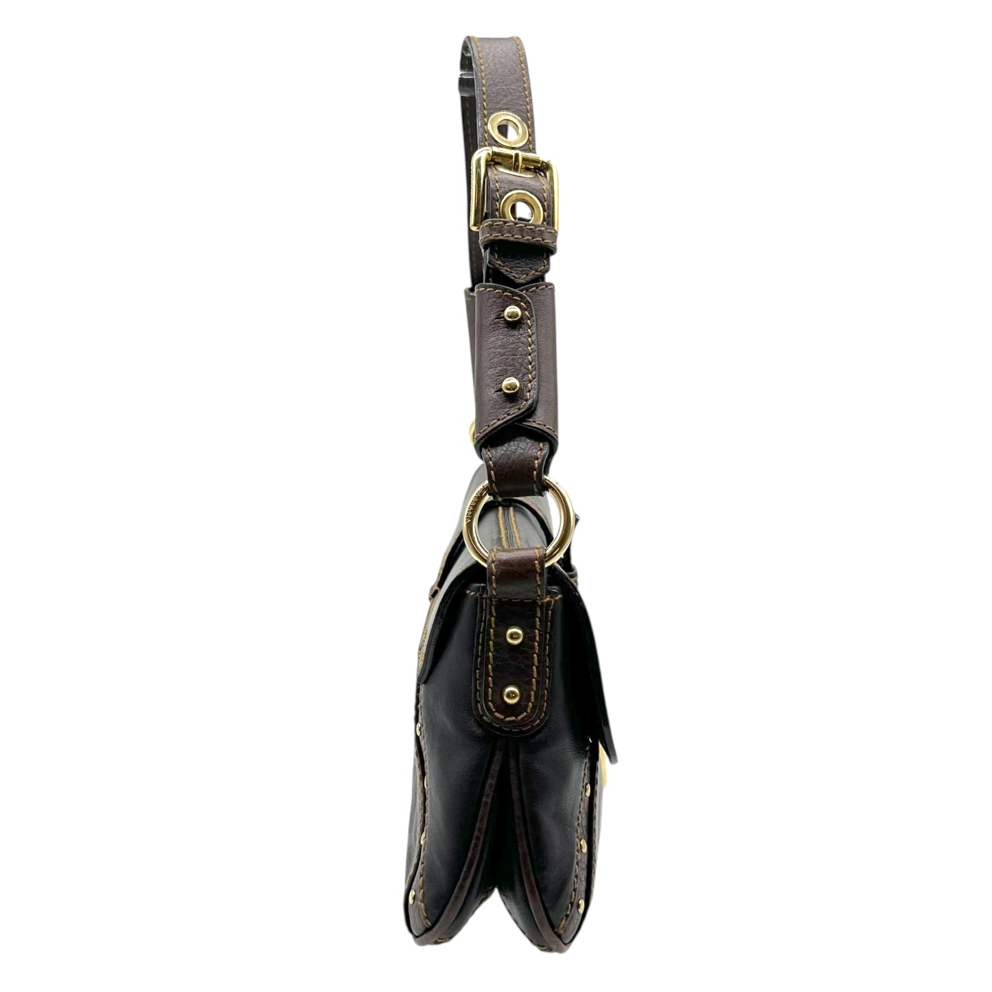 Dolce & Gabbana Brown Leather Shoulder Bag with Gold Hardware