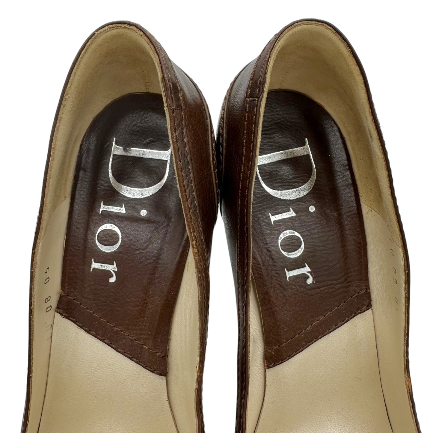 Christian Dior Flight Brown Leather Pointed Toe Heels