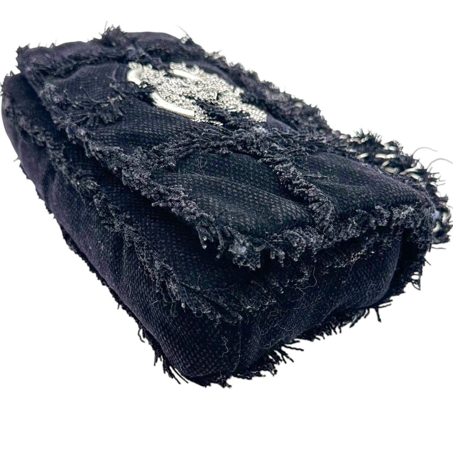 Chanel Tweed & Chain Logo East West Shoulder Bag