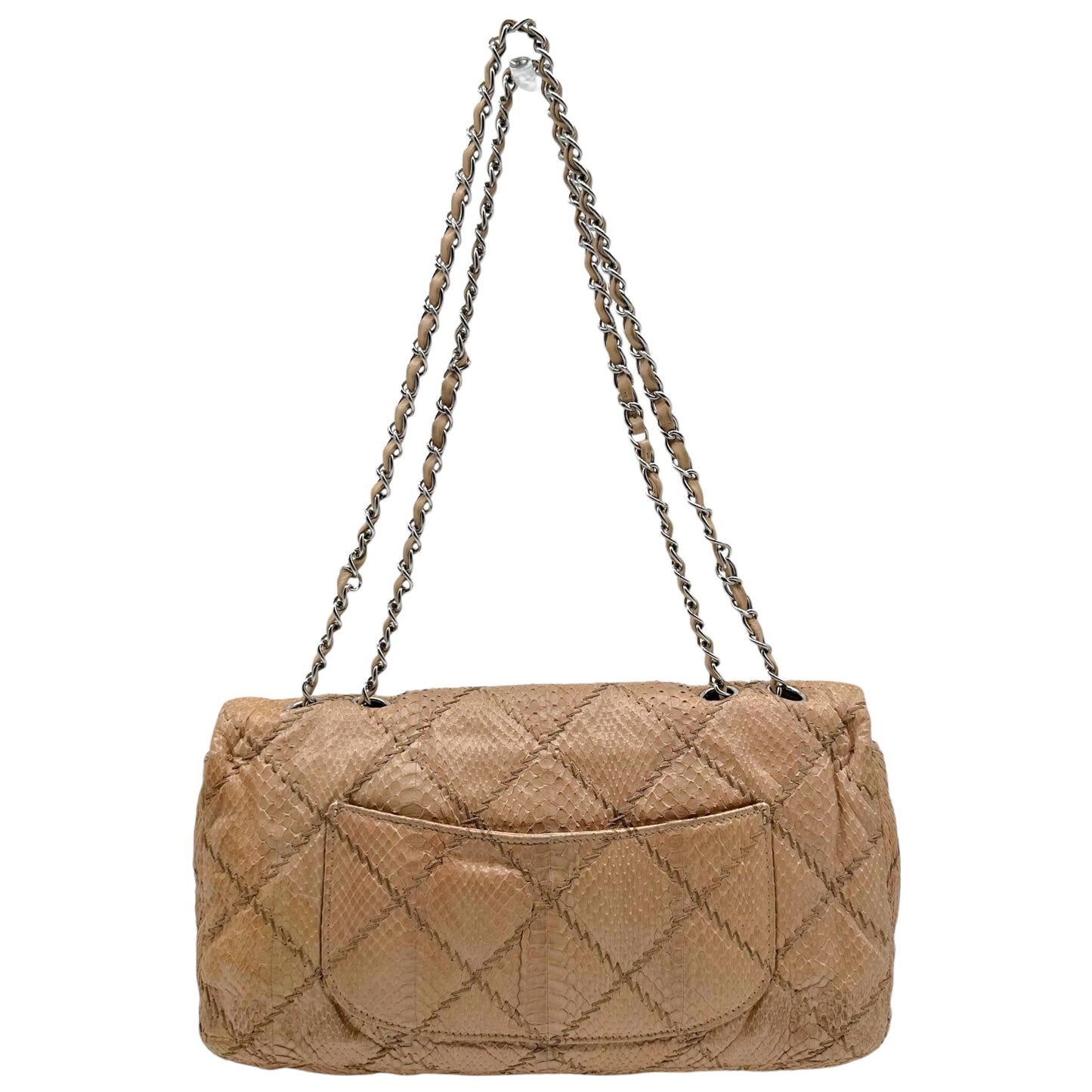 Chanel Tan Python Wild Stitch Medium Flap Bag
