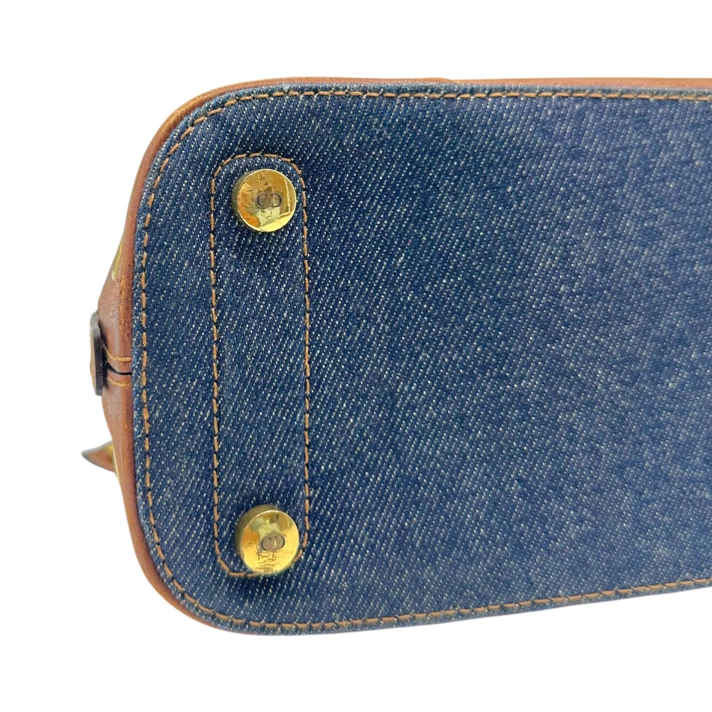 Christian Dior Denim Brown Leather Handbag