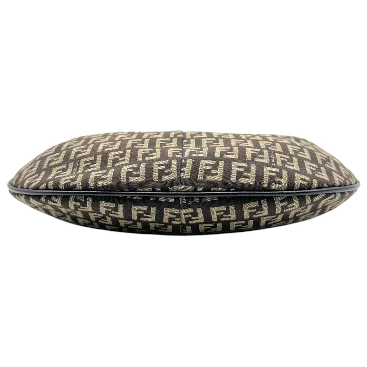 Fendi Brown & Tan Zucchino Monogram Crescent Shoulder Bag