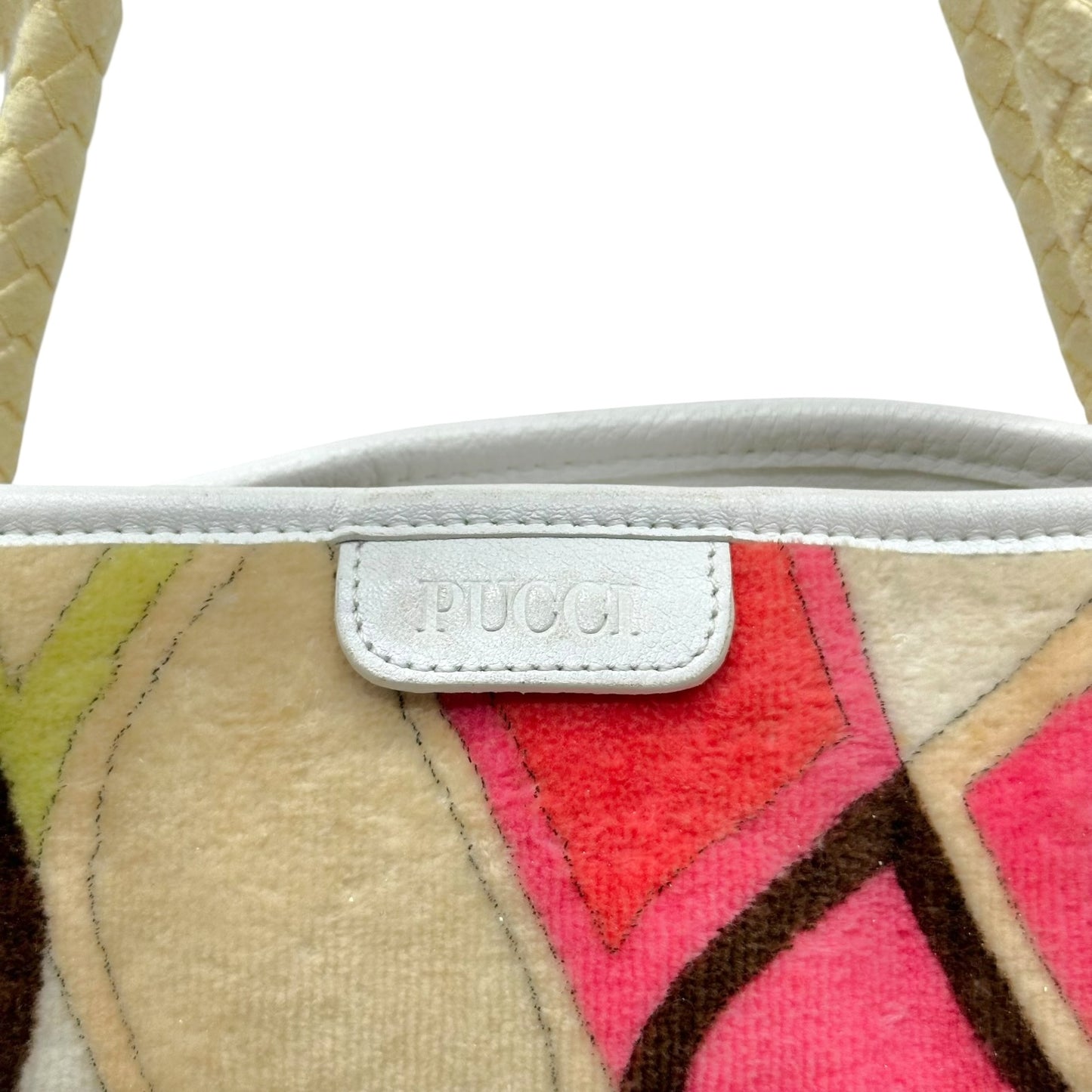 Emilio Pucci Ivory Pink & Orange Printed Terry Mini Tote Handbag