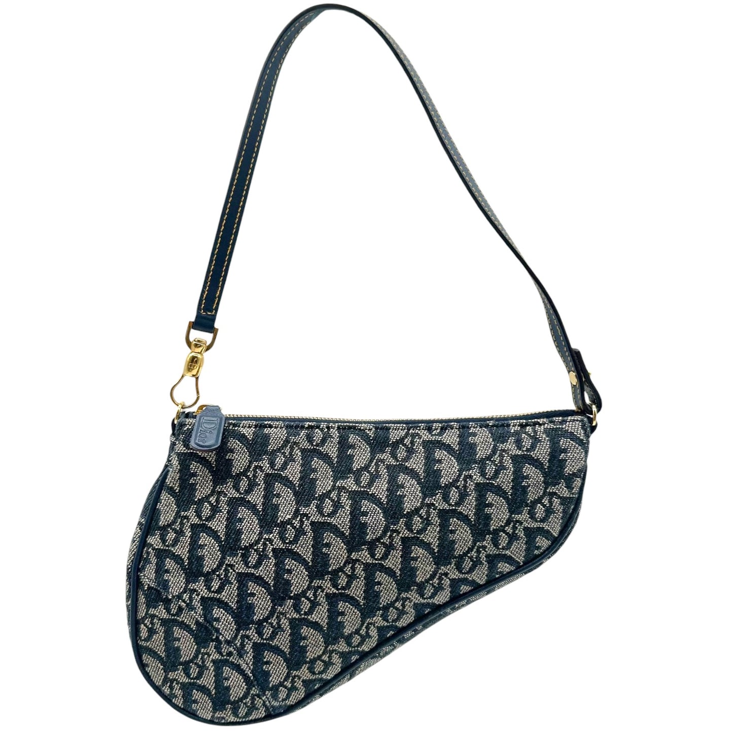 Christian Dior Navy Blue Trotter Monogram Mini Saddle Bag