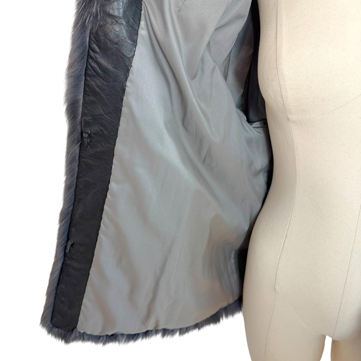 Emba Blue Gray Dyed Fox Fur Coat