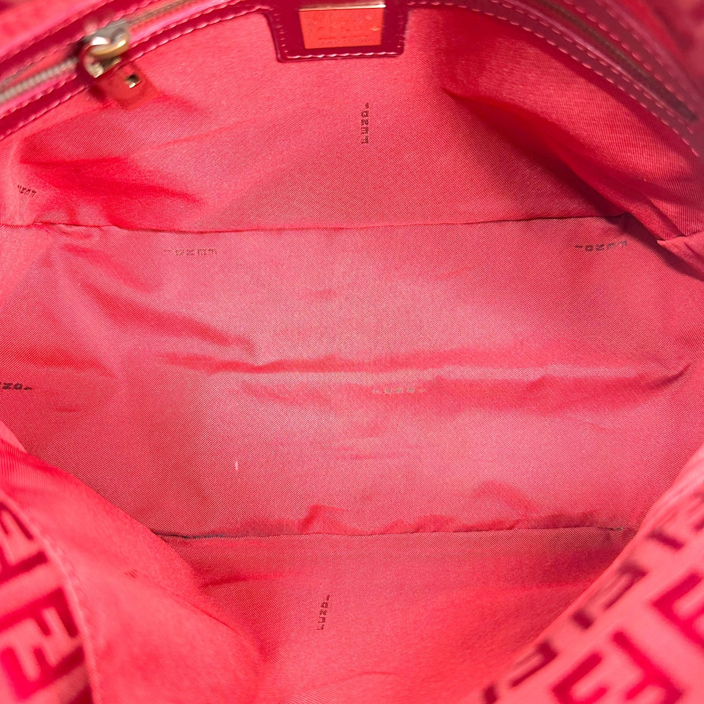 Fendi Red Zucchino Monogram Fold-Over Square Baguette Bag