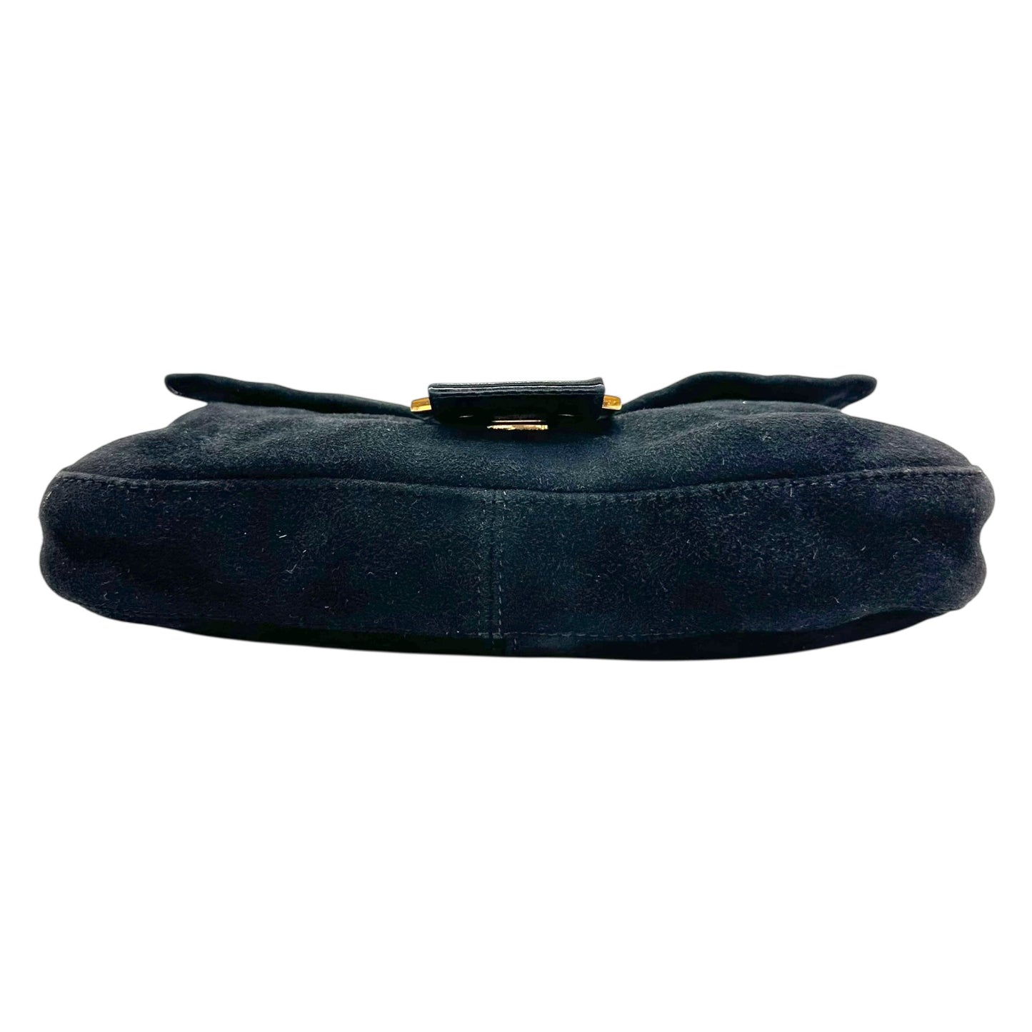 Fendi Black Suede & Gold Hardware Baguette Bag