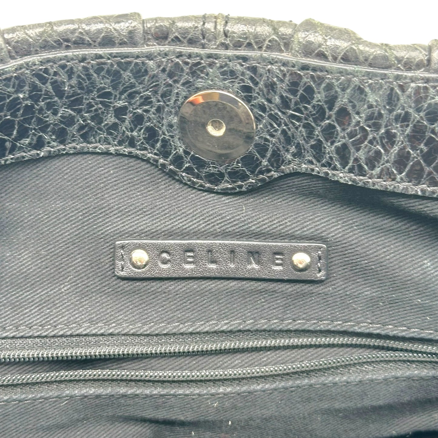 Celine Black Silver Snakeskin 2-Way Bag
