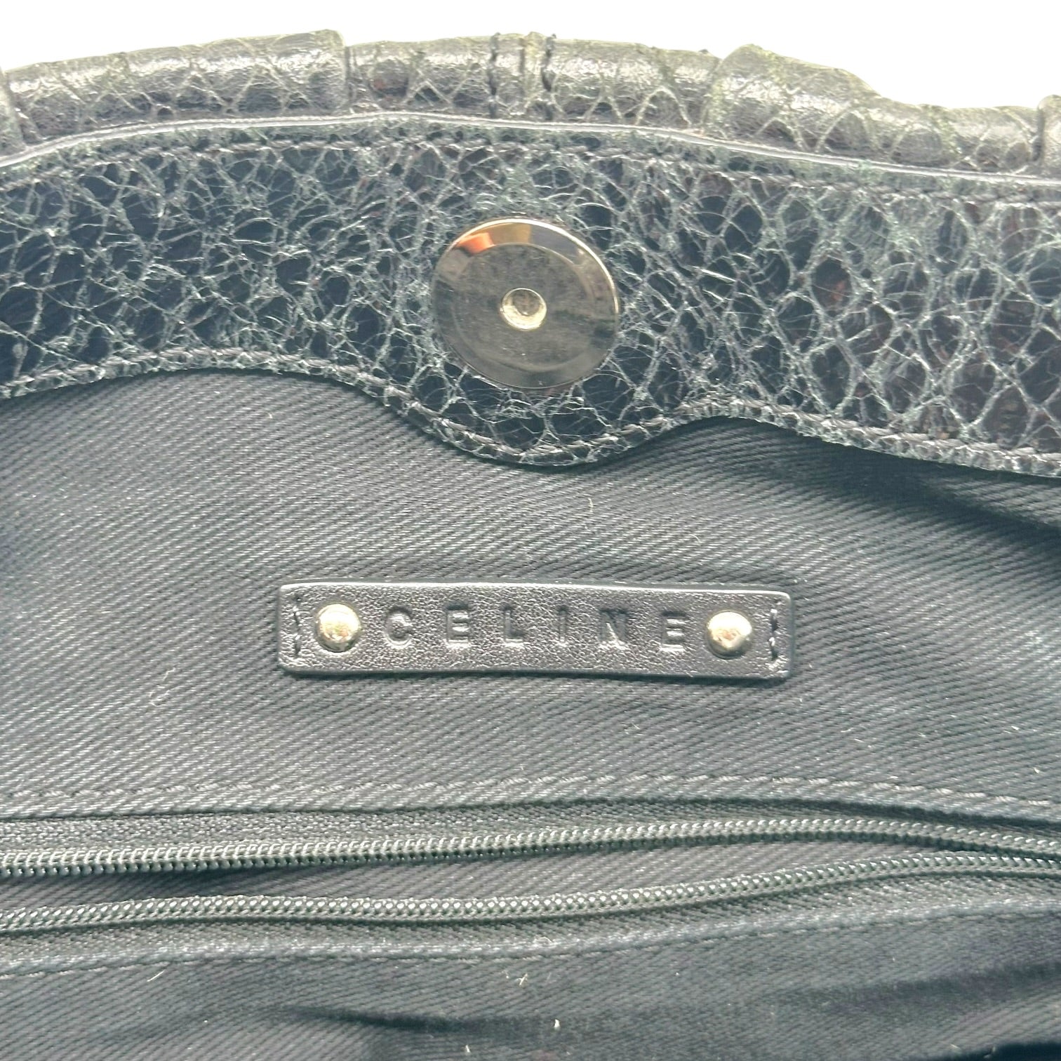 Celine Black Silver Snakeskin 2-Way Bag