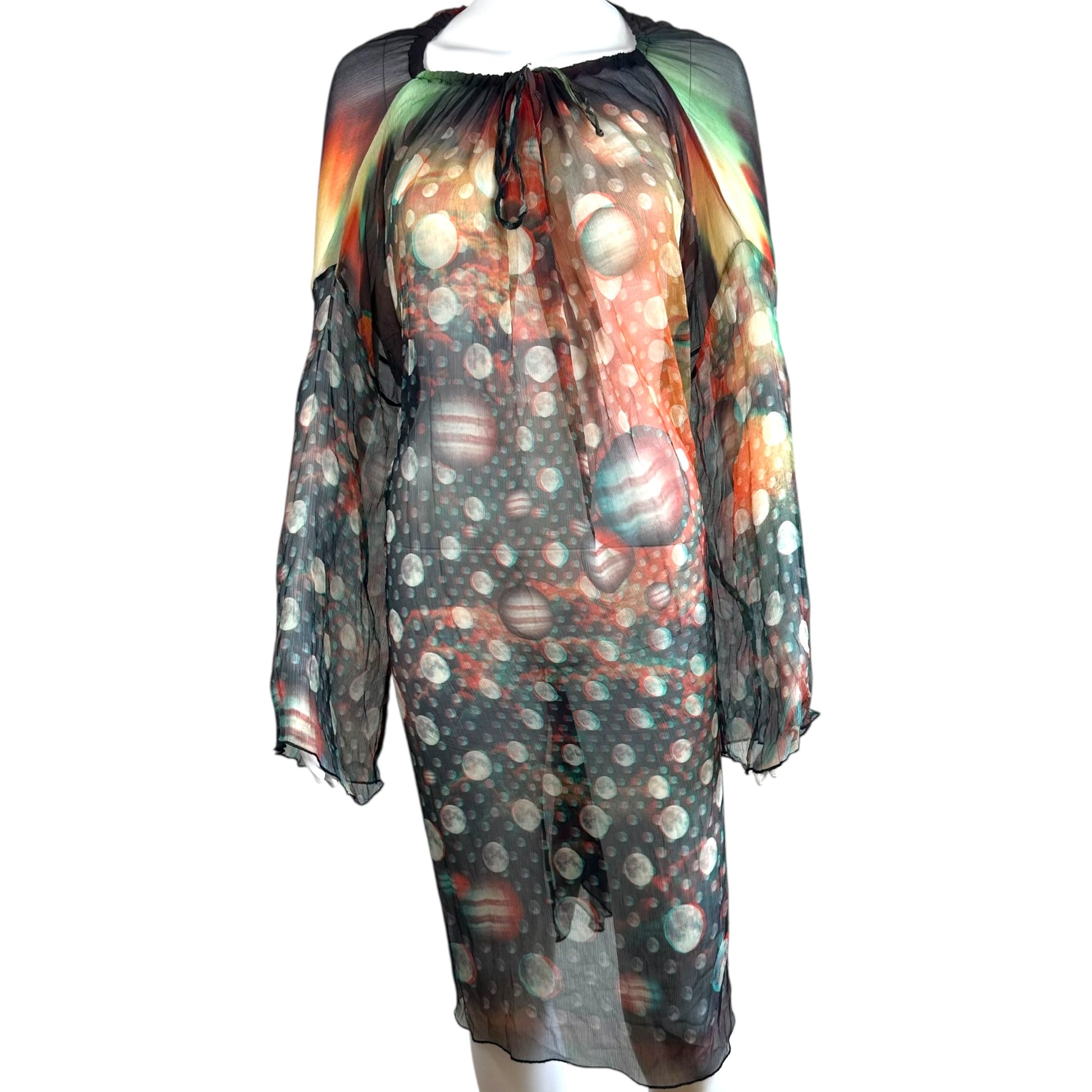 Jean Paul Gaultier Sheer Silk Dot Print Cover Up Dress