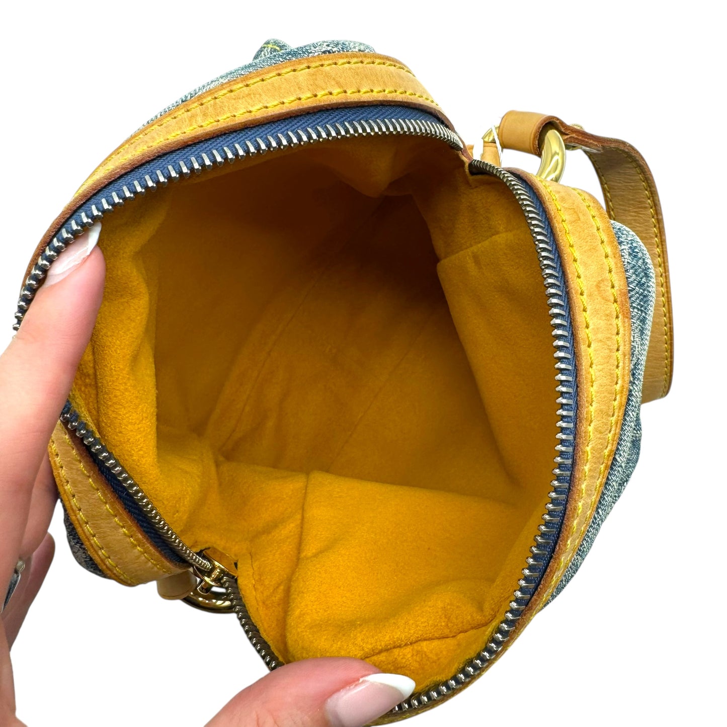 Louis Vuitton Blue Denim Monogram Crossbody Camera Bag - Outfit Repeater