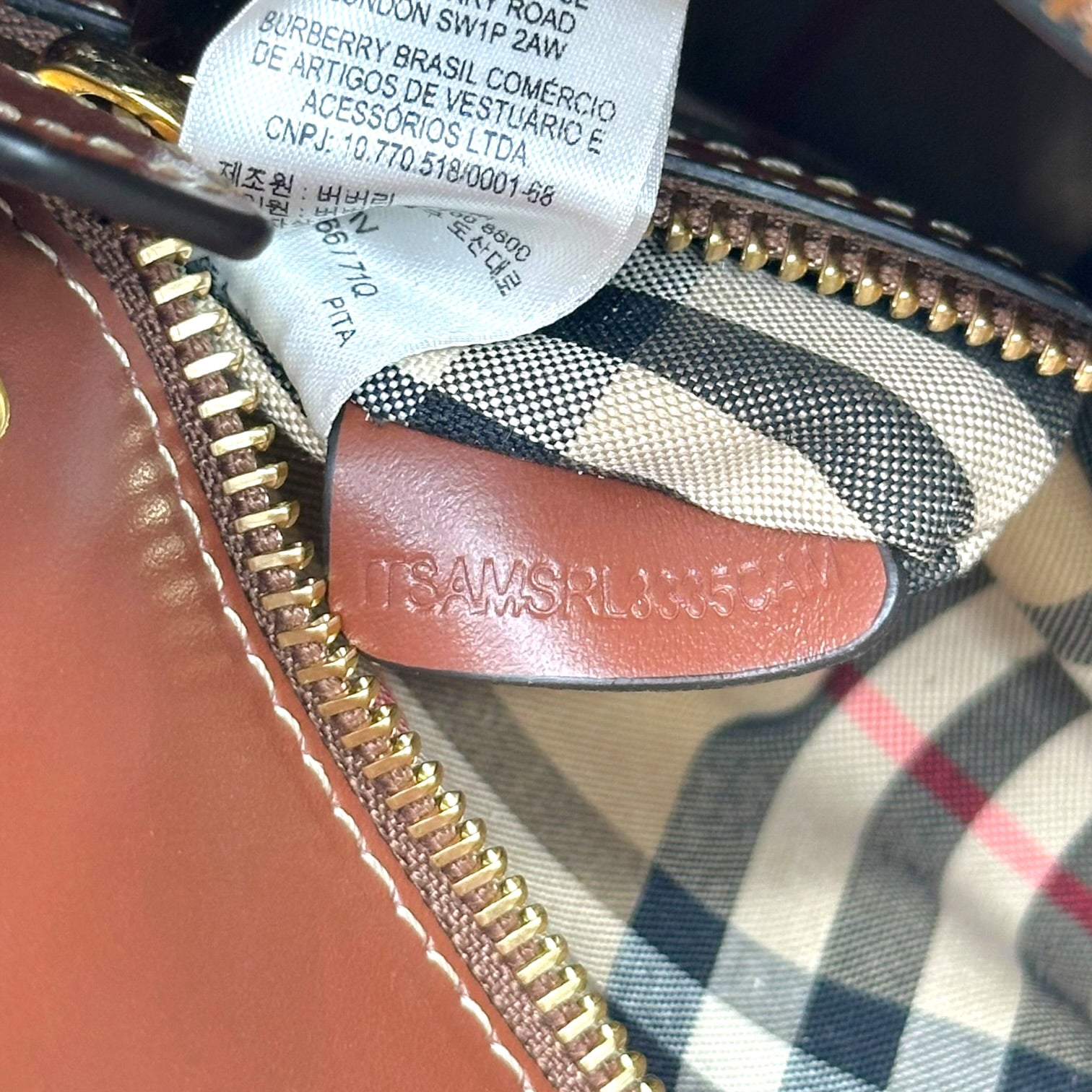 Burberry Mini Tote Bag Black Leather Nova Check Plaid
