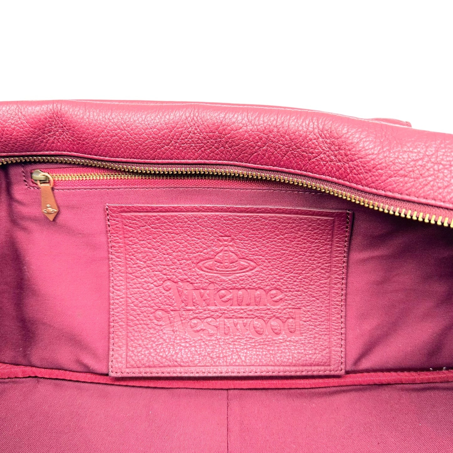 Vivienne Westwood Bowler Bag Burgundy Orange Wool Leather