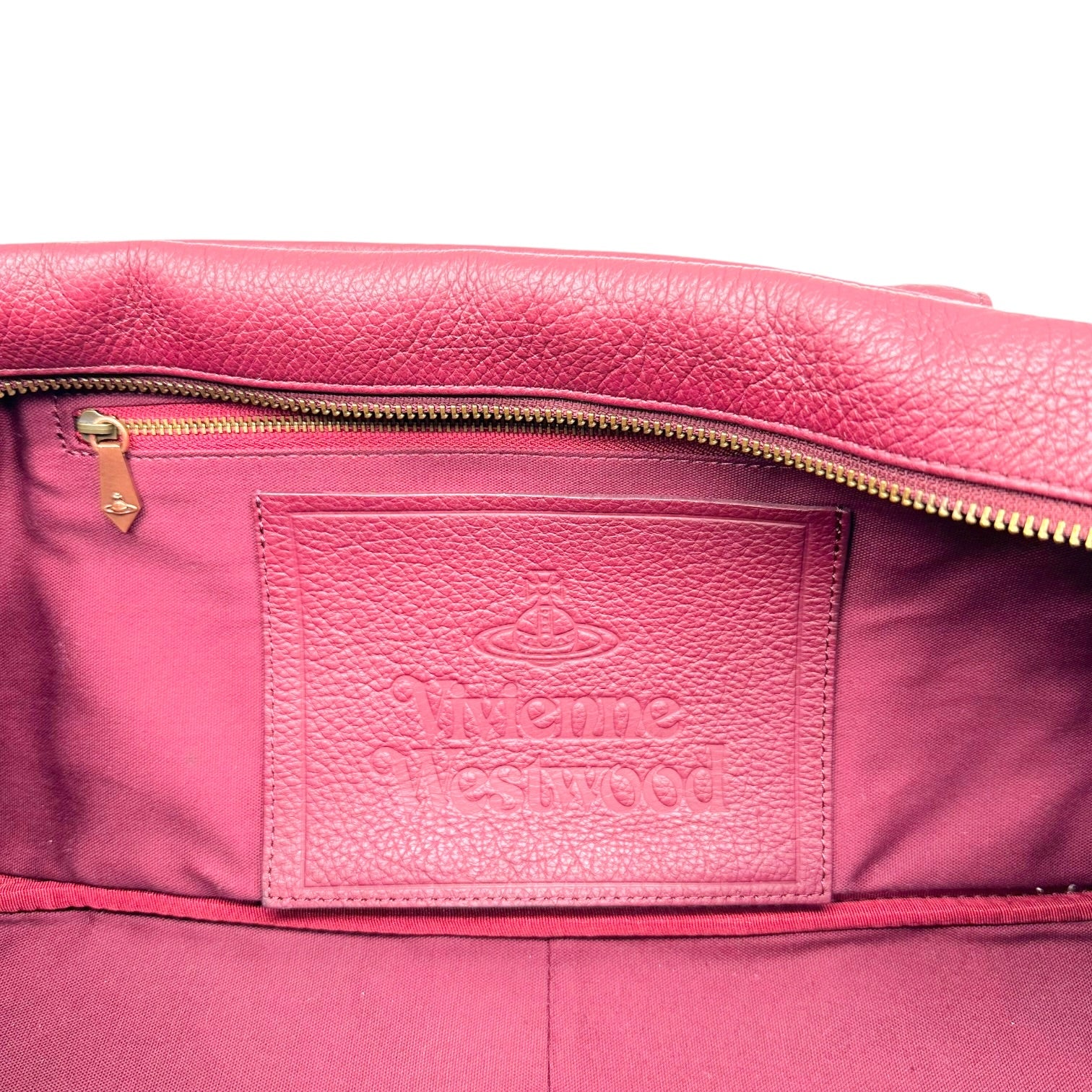 Vivienne Westwood Bowler Bag Burgundy Orange Wool Leather