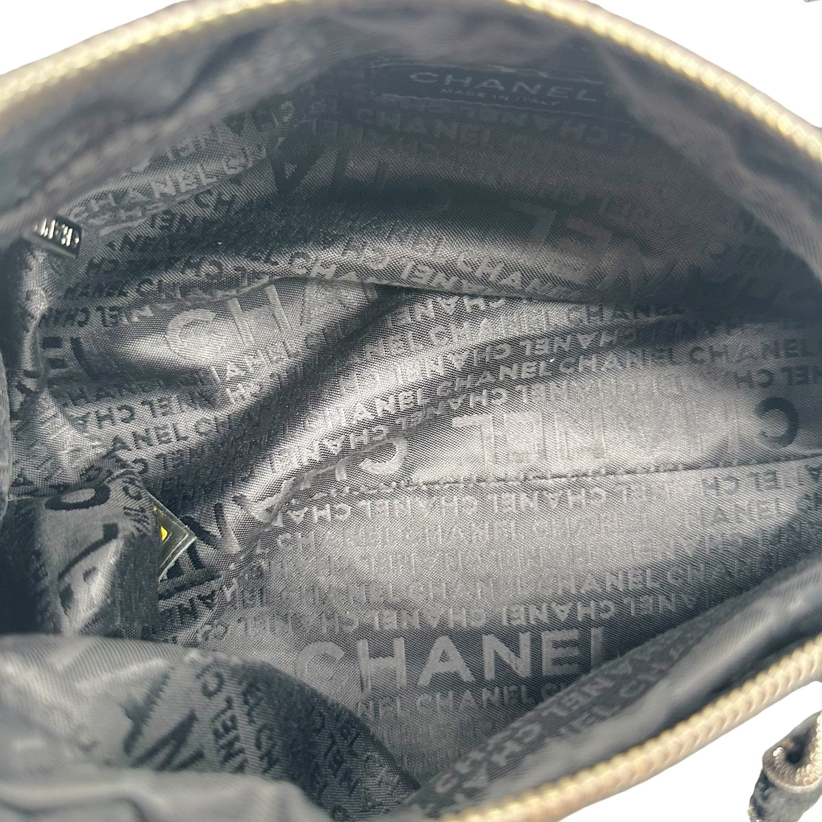 Chanel Black Silver Loop Terry Shoulder Bag