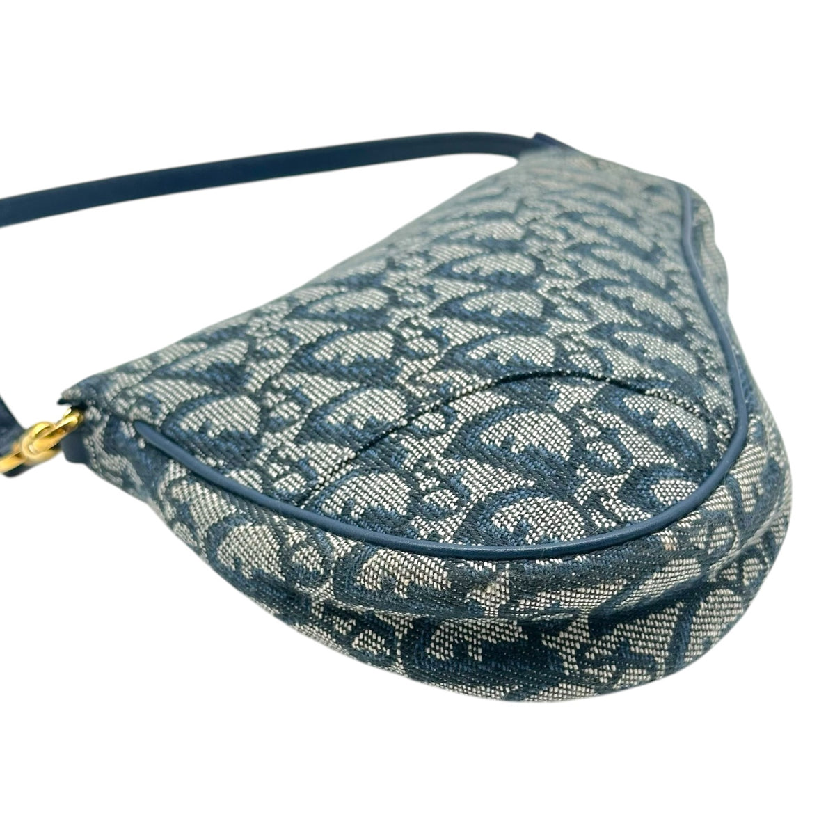 Christian Dior Mini Saddle Pochette Bag Navy Blue Trotter
