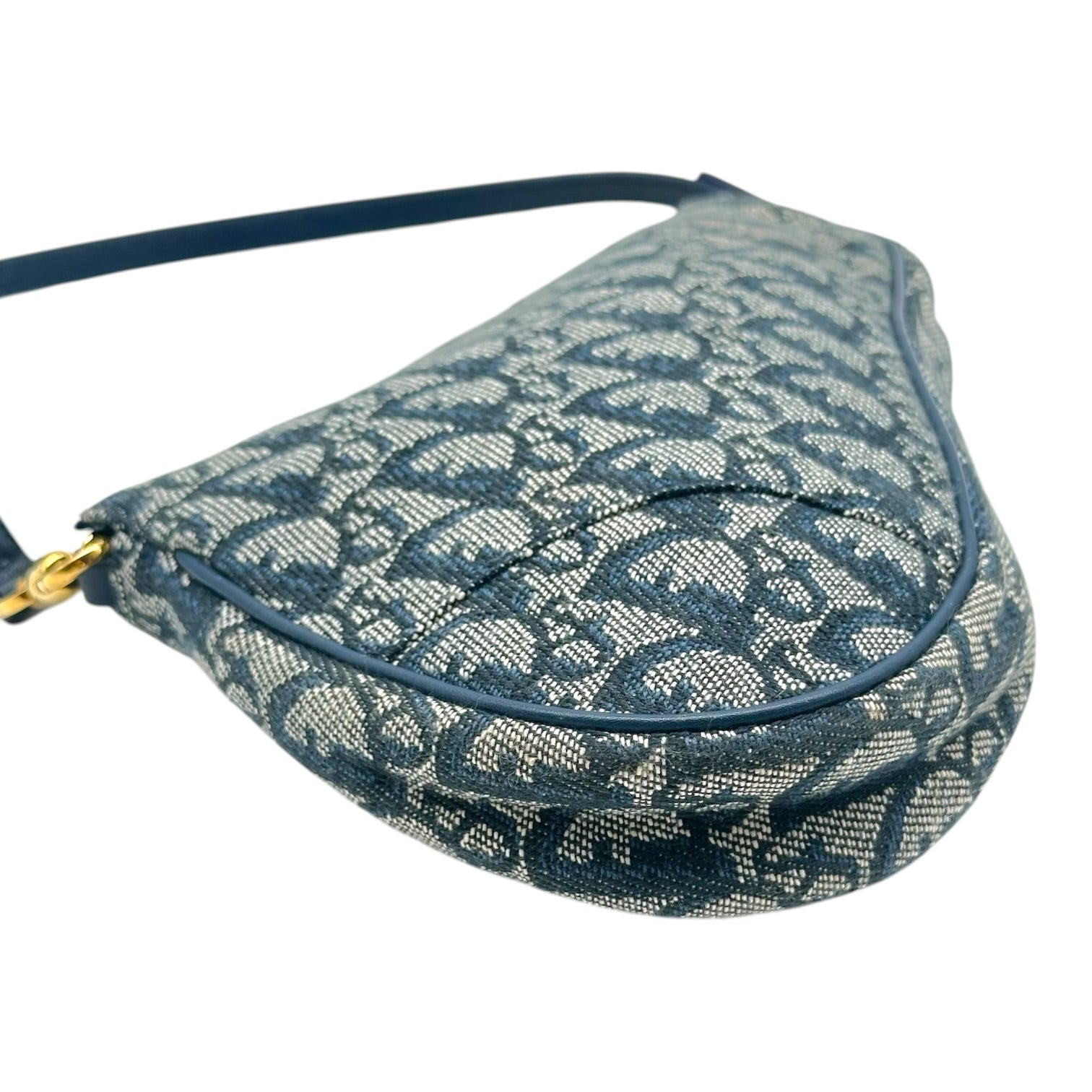 Christian Dior Mini Saddle Pochette Bag Navy Blue Trotter