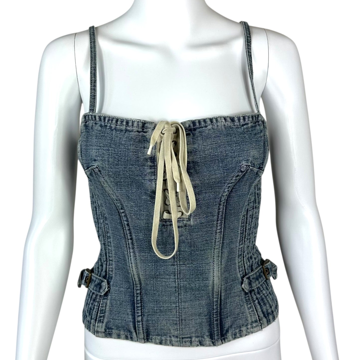 D&G Dolce & Gabbana Denim Lace Up Bustier Top