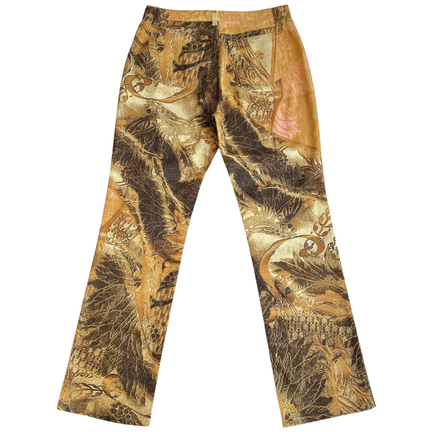 Roberto Cavalli Pink Brown Metallic Printed Jeans