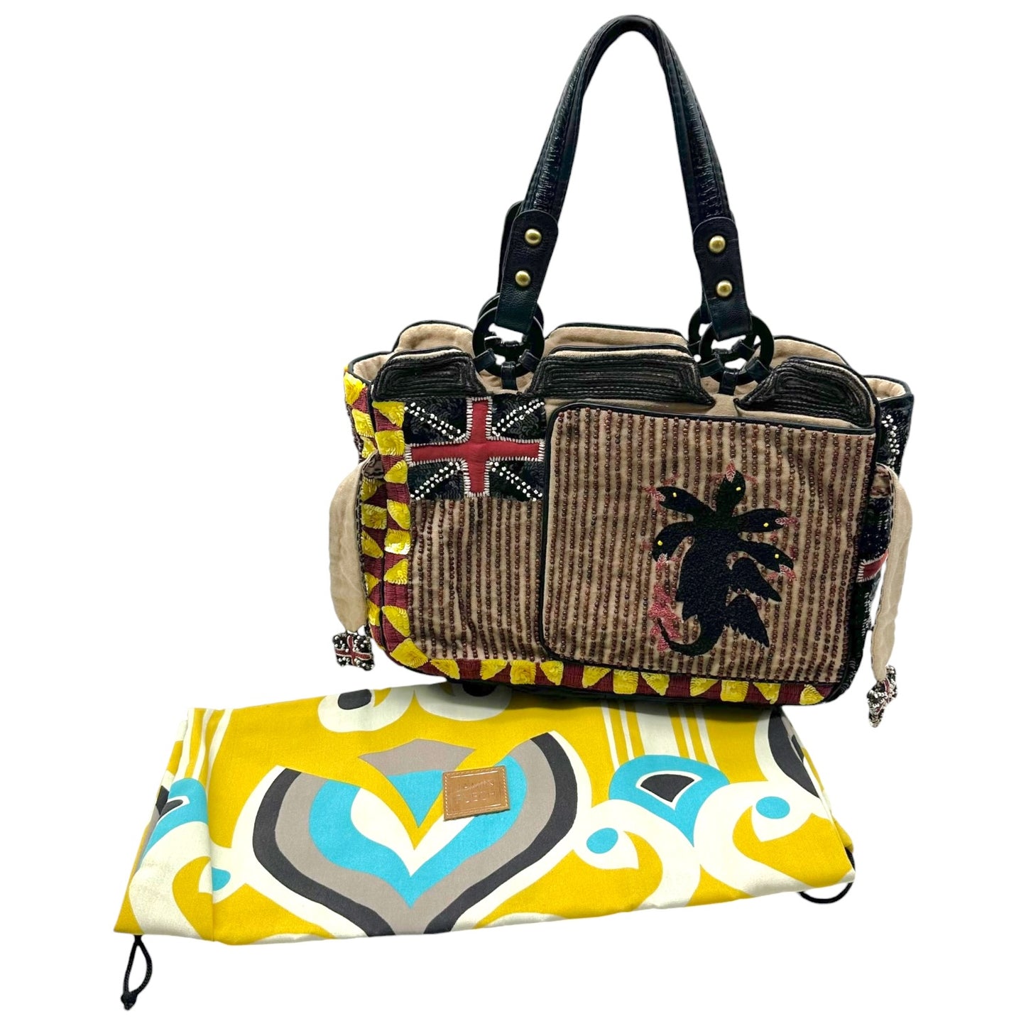 Jamin Puech Beaded & Sequin Union Jack Mini Tote Handbag