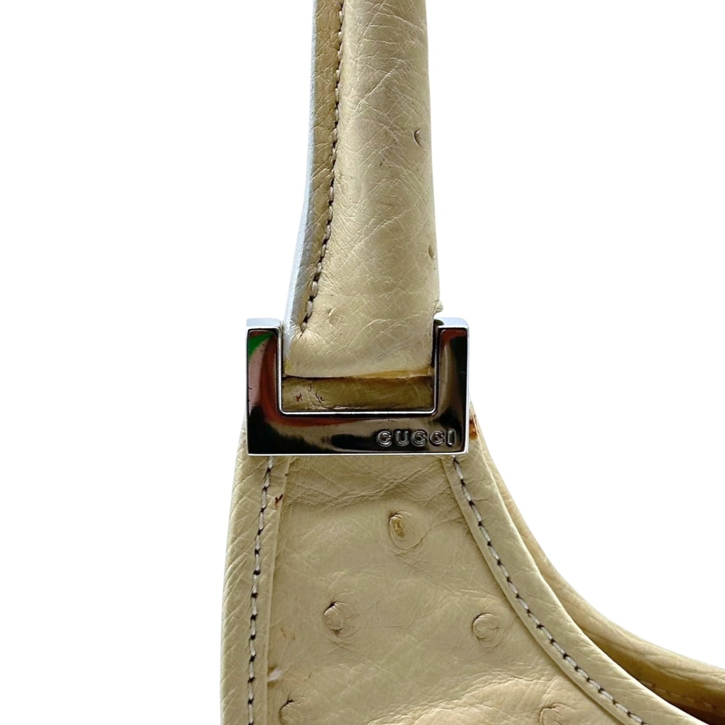 Gucci Ivory Ostrich Leather Jackie Bag