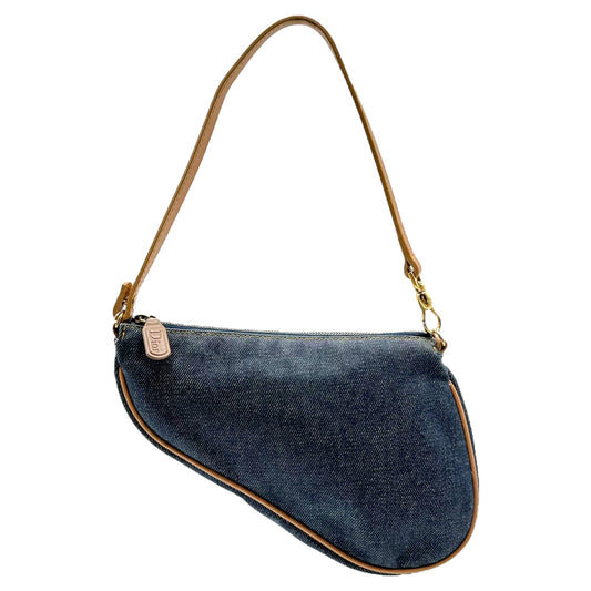 Christian Dior Blue Denim Mini Saddle Bag