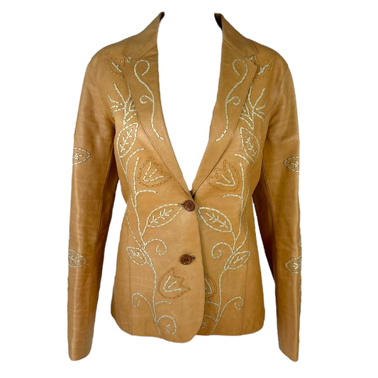 D&G Dolce & Gabbana 90's Whipsticth Leather Blazer Jacket