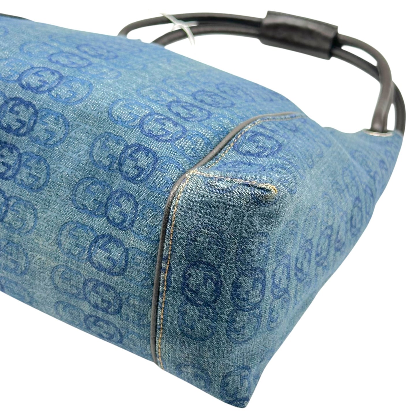 Gucci Denim Monogram Mini Hobo Shoulder Bag