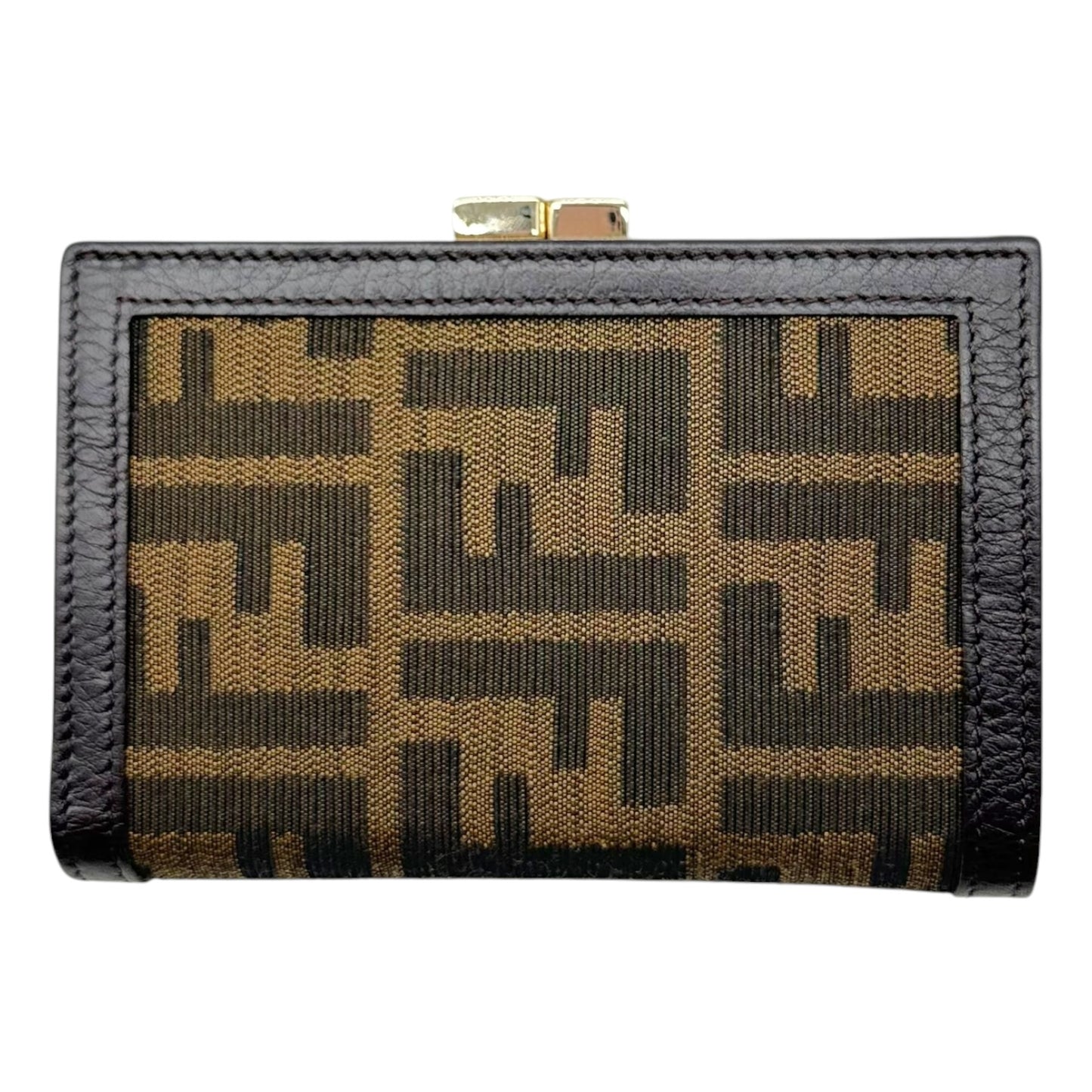 Fendi Brown Zucca Monogram Kisslock Wallet
