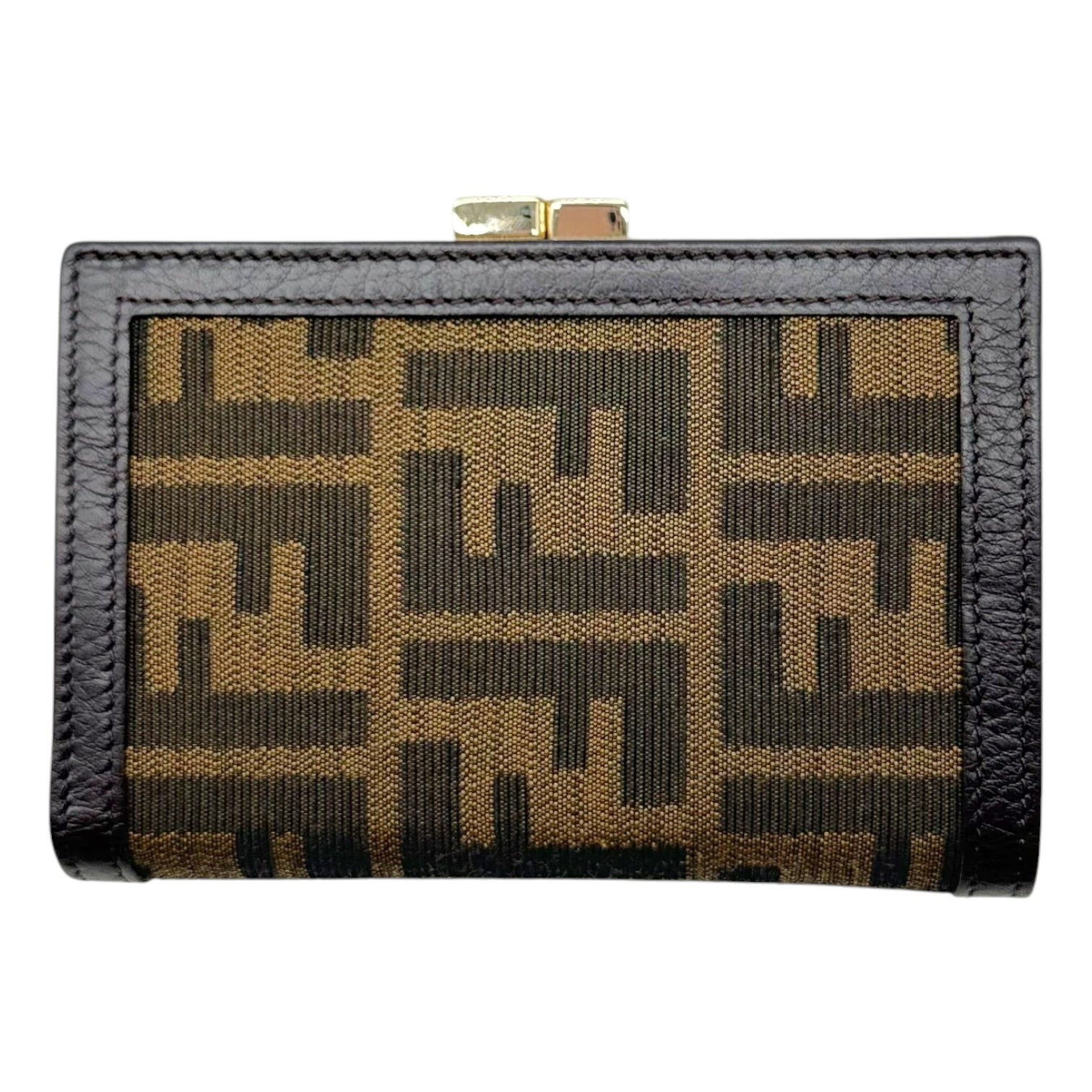 Fendi Brown Zucca Monogram Kisslock Wallet