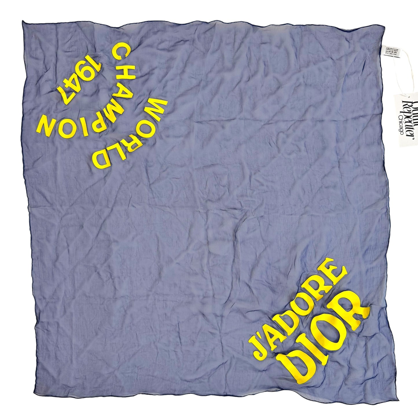 Christian Dior Blue & Yellow J'Adore Dior Sheer Silk Square Scarf