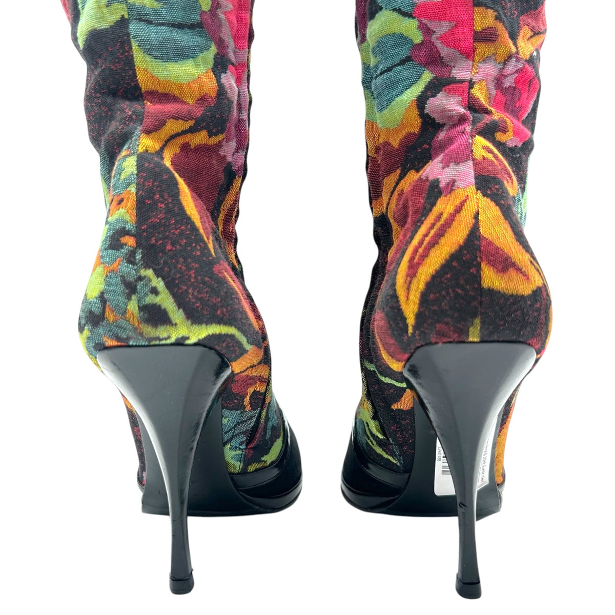Casadei Floral Black Suede Heeled Boots